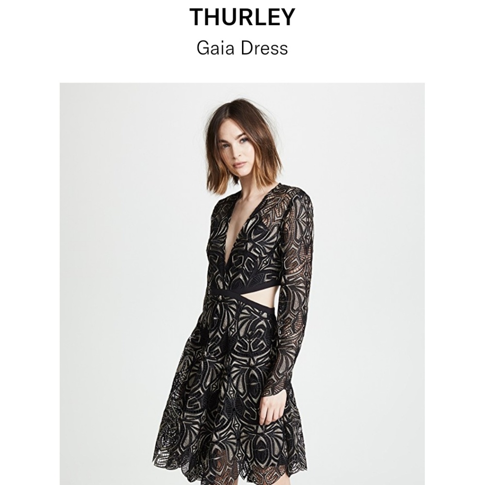 Thurley long sleeve black laser cut out dress